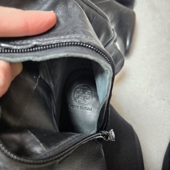 Tory Burch Bowie Boots Over the Knee heeled Block Heels Black Size 6.5 - Picture 7 of 8